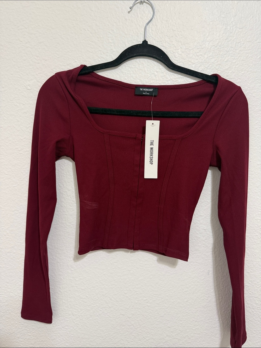 Workshop Republic Clothing Burgundy Crop Top